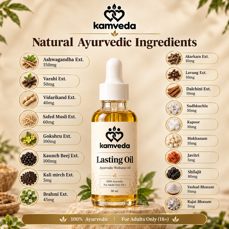 Kamveda Long Lasting Massage Oil for Men | Intimate Wellness & Confidence