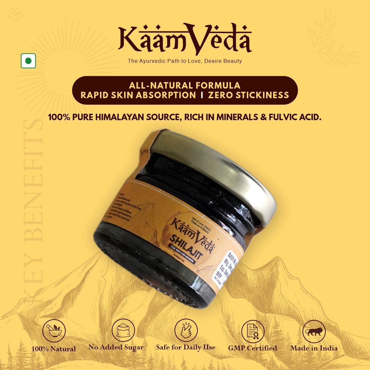 Kaamveda Pure Men Shilajit Resin - KaamVeda